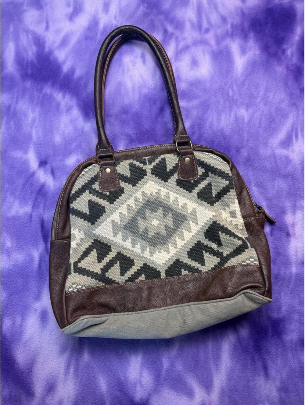 Myra bag south western woven blanket and leather shoulder bag